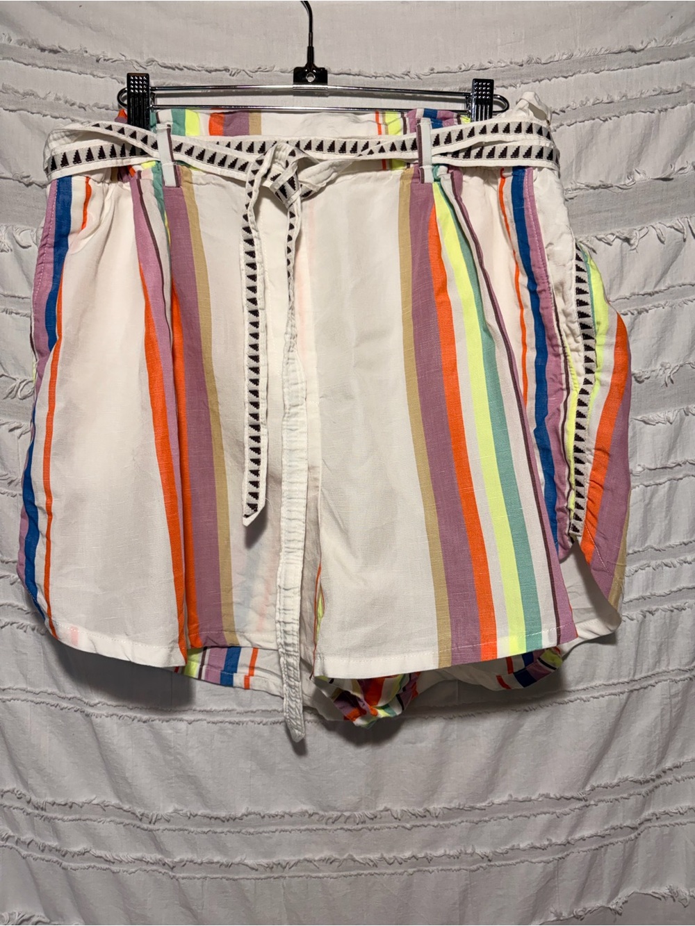 Lemlem x H&M striped high waist paper bag shorts